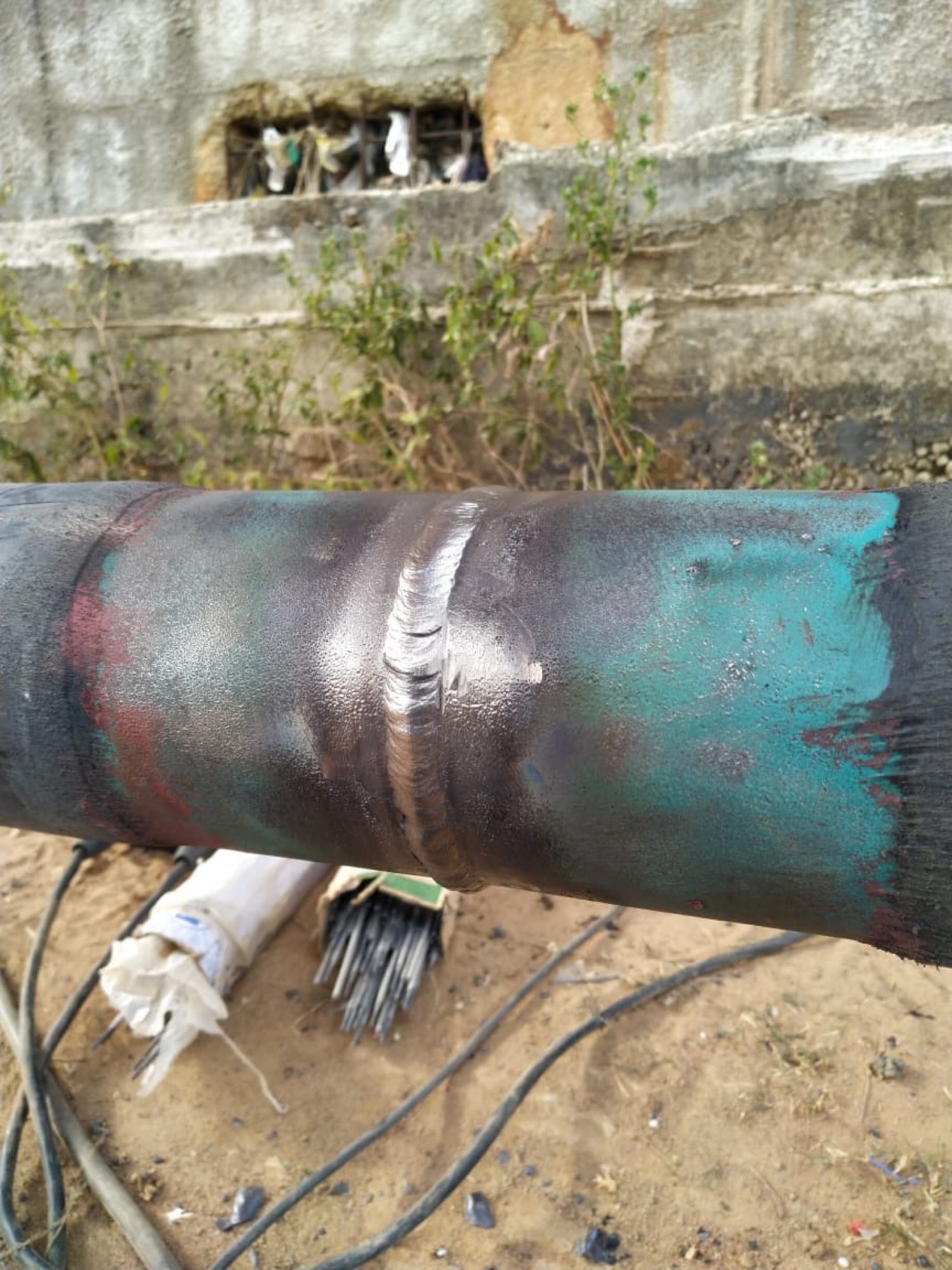 Close-up of weld bead
