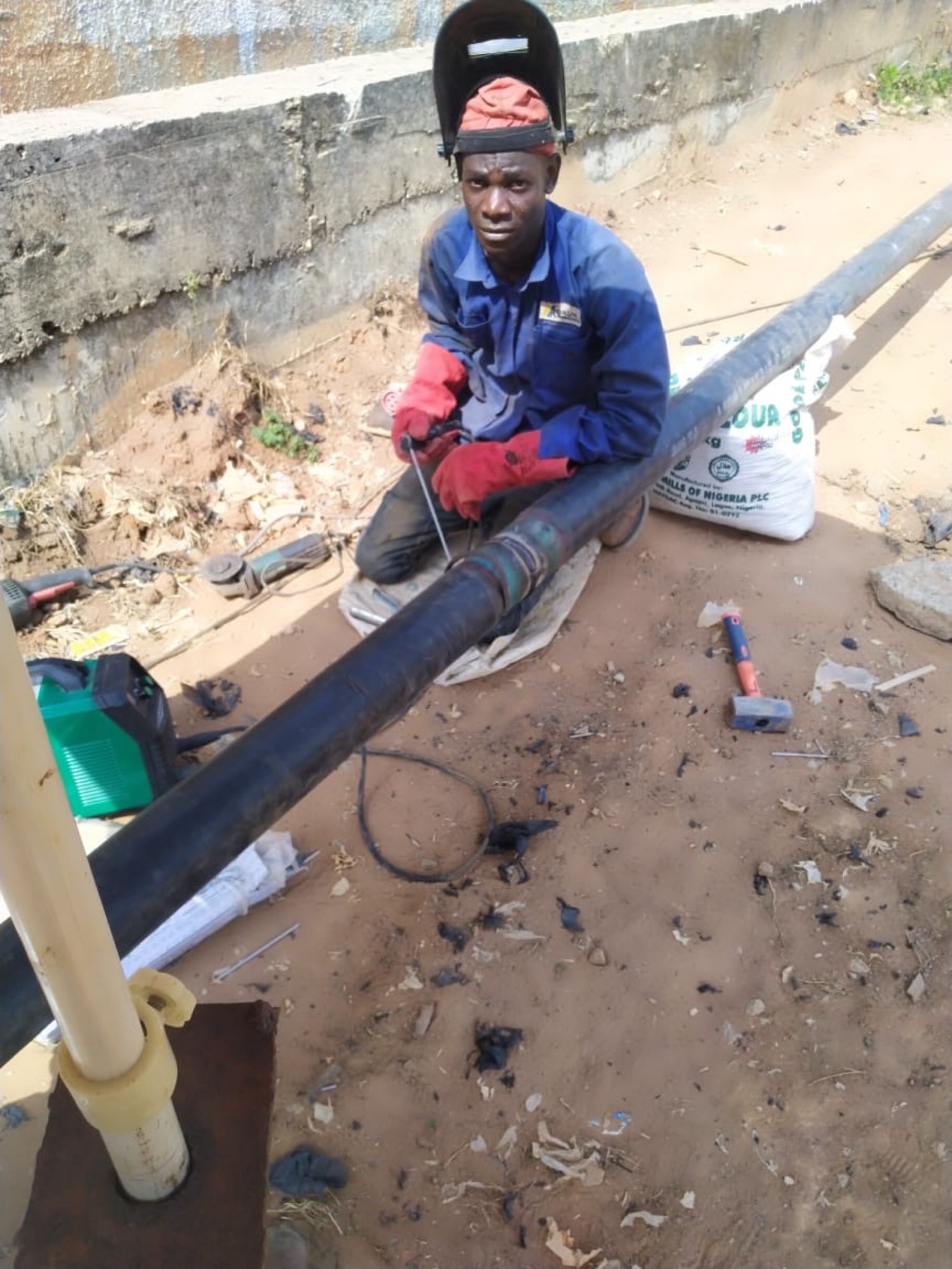 Welder with pipe